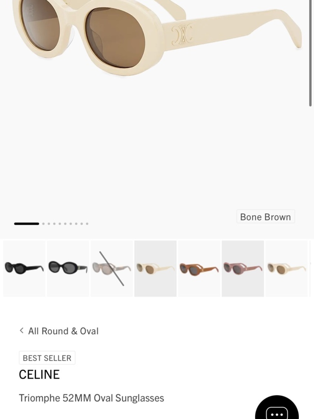 Celine Oval Sunglasses in Bone and Brown